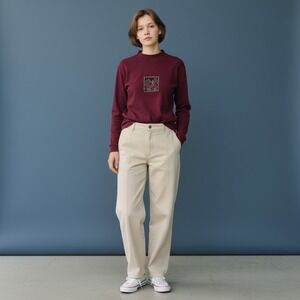 VTG Aussie Themes Mock Neck Long‎ Sleeve Cotton Floral Top Australia Made Size S